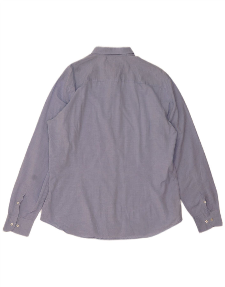 Massimo Dutti Mens Shirt 2XL Blue Pinstripe Cotton