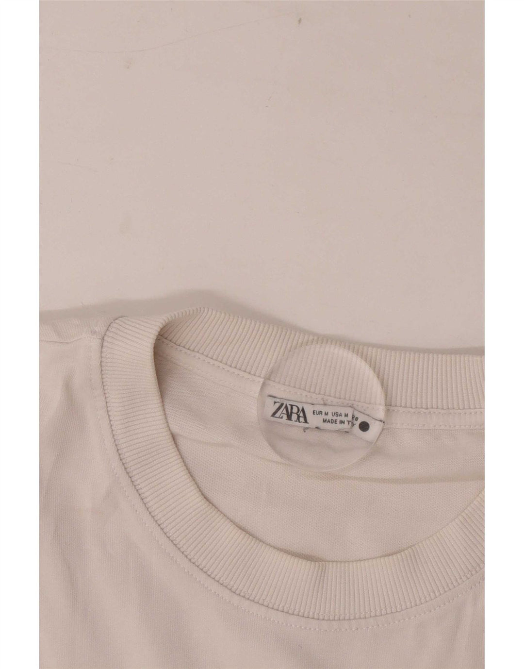 Damski T-shirt Crop Oversize Zara UK 14 Średni Biały
