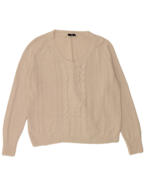 Gap Womens Oversized Boat Neck Jumper Sweater UK 18 XL Beige Bomuld