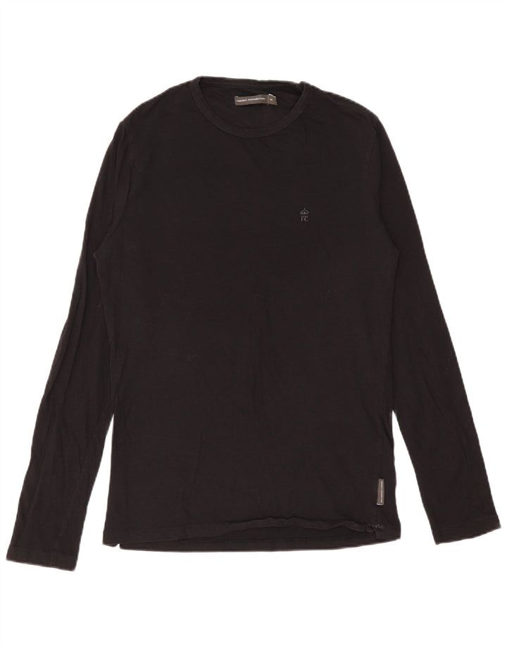 French Connection Mens Top Long Sleeve Medium Black Cotton