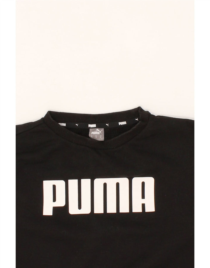 PUMA Womens Oversized Graphic Sweatshirt Jumper UK 14 Medium Black Cotton Vintage Puma and Second-Hand Puma from Messina Hembry 