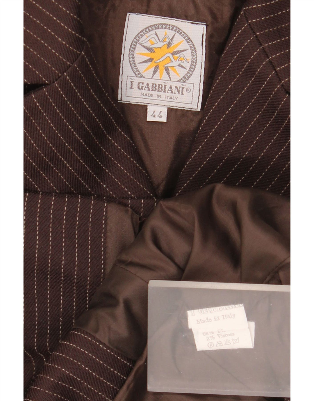 I Gabbiani Womens 4 Button Blazer Jacket IT 44 Medium Brown Pinstripe