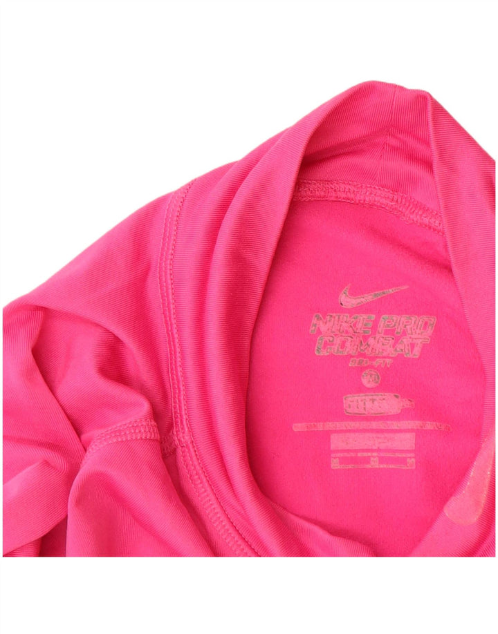 Nike Womens Dri Fit Top Long Sleeve UK 12 Medium Pink Polyester
