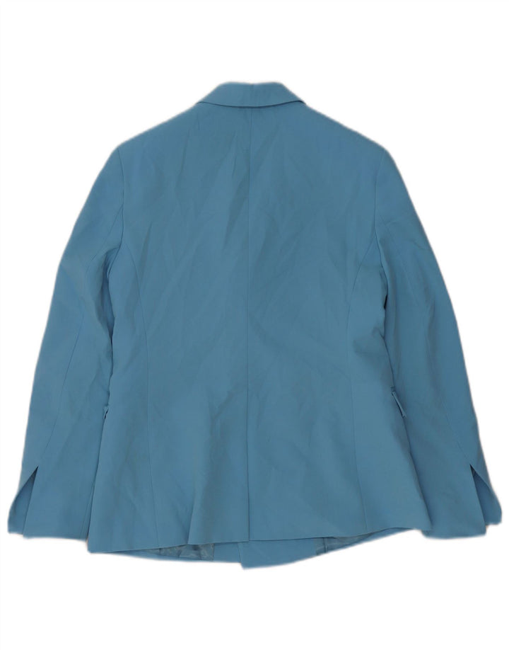 Topshop Womens Double Breasted Blazer Jacket UK 8 Small Blue Polyester