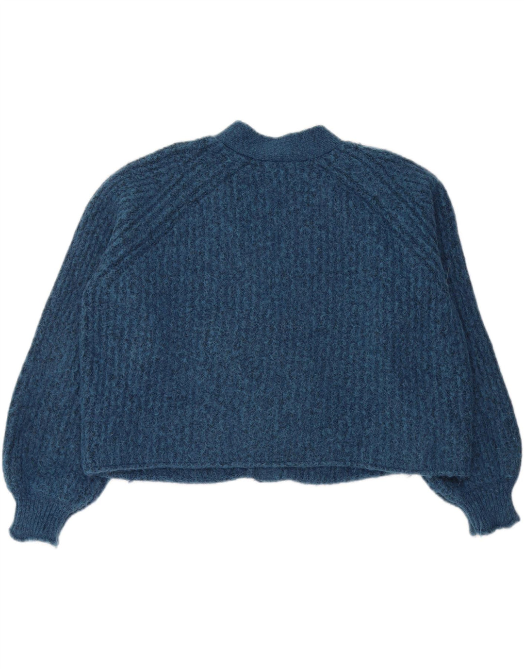 Zara Womens Crop Oversized Cardigan Sweater UK 16 Large Blue Polyester
