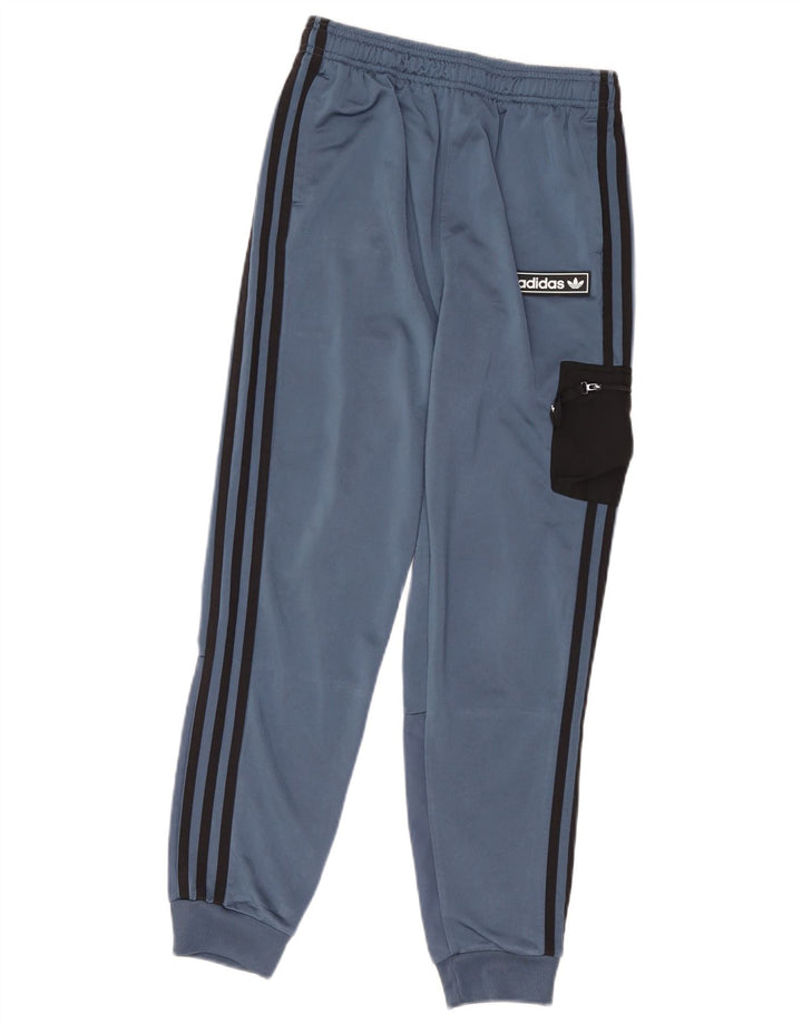 Adidas Boys Tracksuit Trousers Joggers 13-14 Years  Blue Polyester