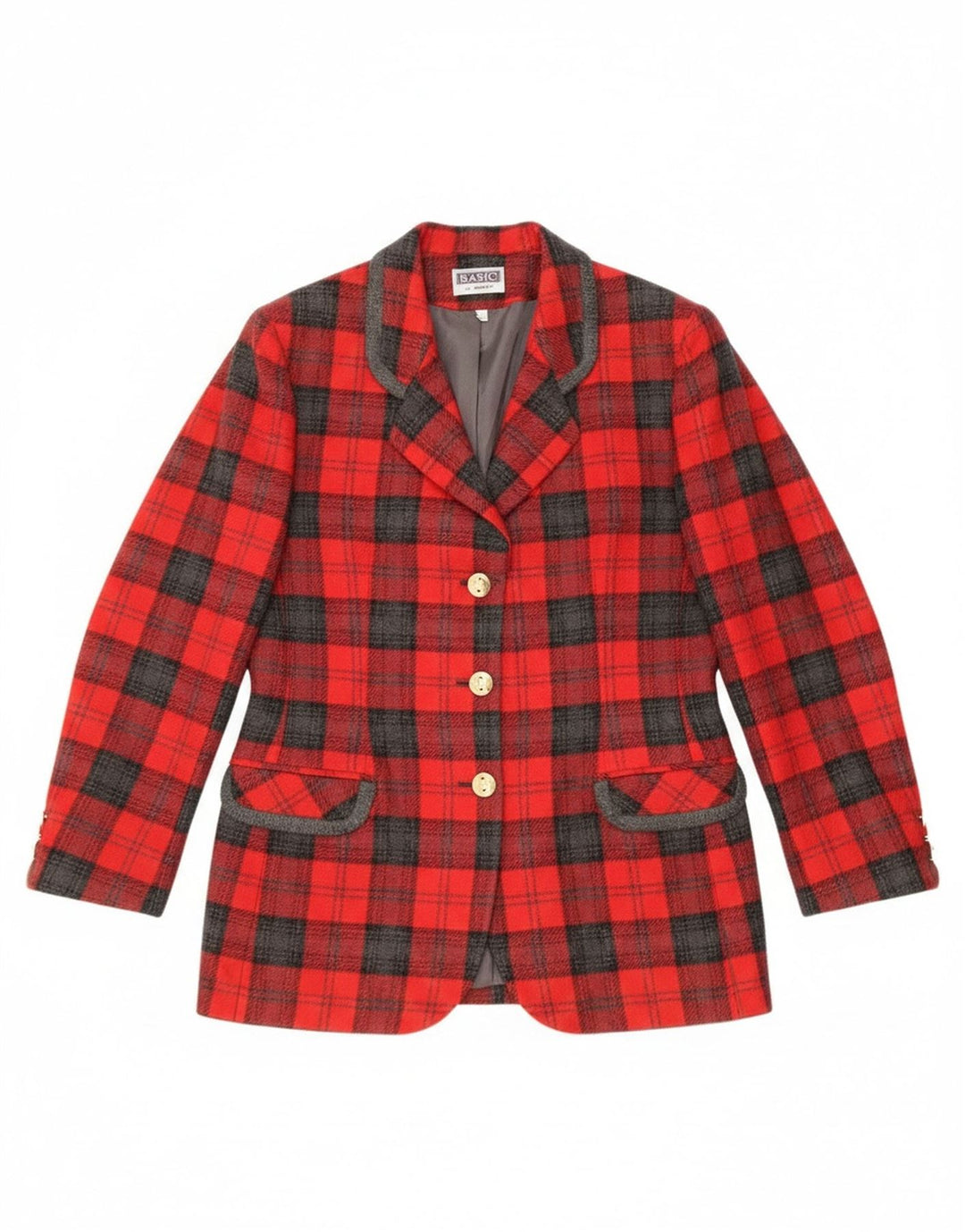 Bagarry Womens 3 Button Blazer Jacket IT 44 Medium Red Check Wool