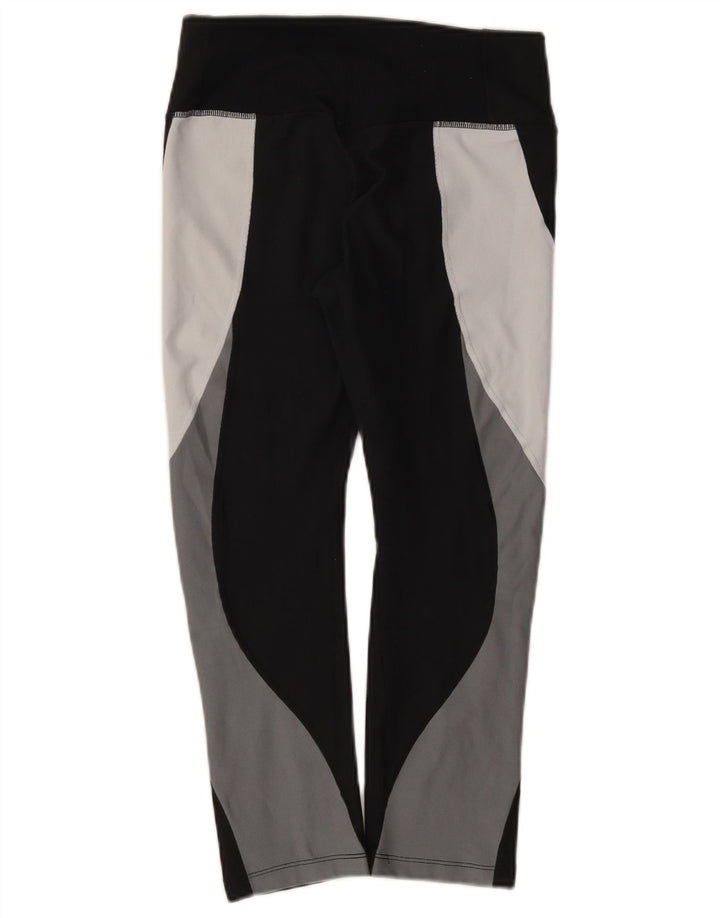 Nike Womens Dri Fit Capri Leggings UK 10 Small  Black Colourblock Polyester