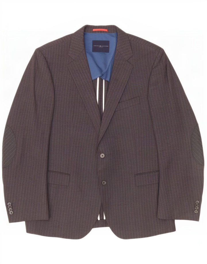 Tommy Hilfiger Mens 2 Button Blazer Jacket IT 56 3XL Grey Pinstripe