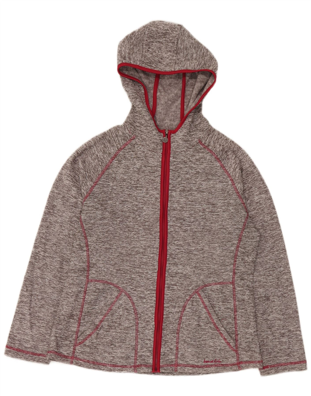 WEIRD FISH Womens Zip Hoodie Sweater UK 14 Large Grey Flecked Polyester
