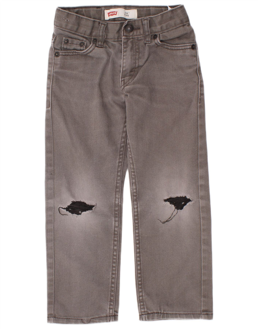Levi's Boys 511 Distressed Slim Jeans 4-5 Years W22 L18 Grey Cotton