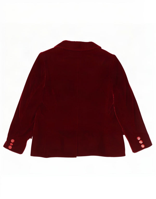 Vintage Womens 3 Button Velvet Blazer Jacket UK 12 Medium Burgundy