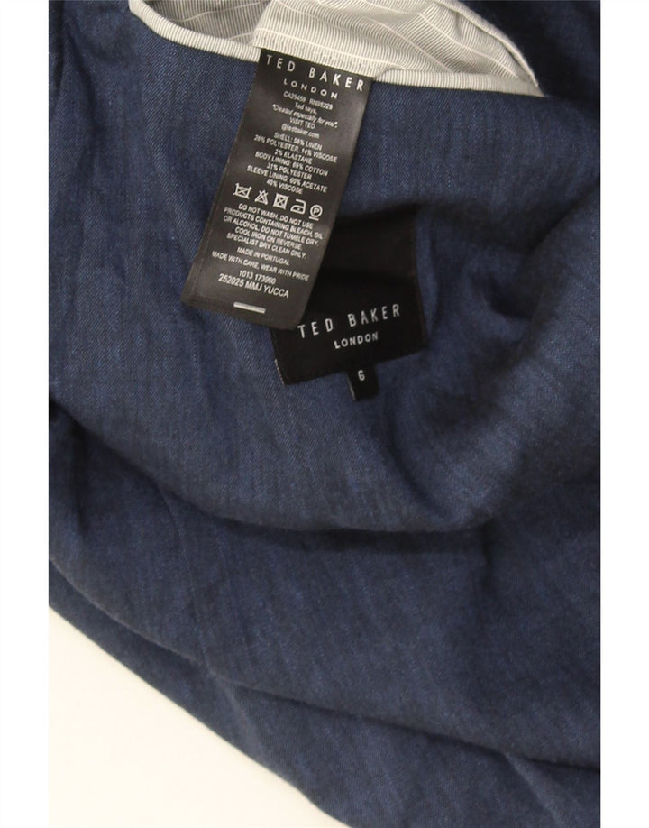 Giacca blazer da uomo a 3 bottoni Ted Baker taglia 6 2XL lino blu