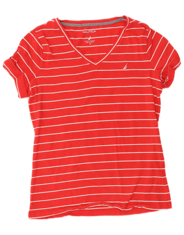 T-shirt da donna Nautica Top UK 14 cotone a righe rosse medie