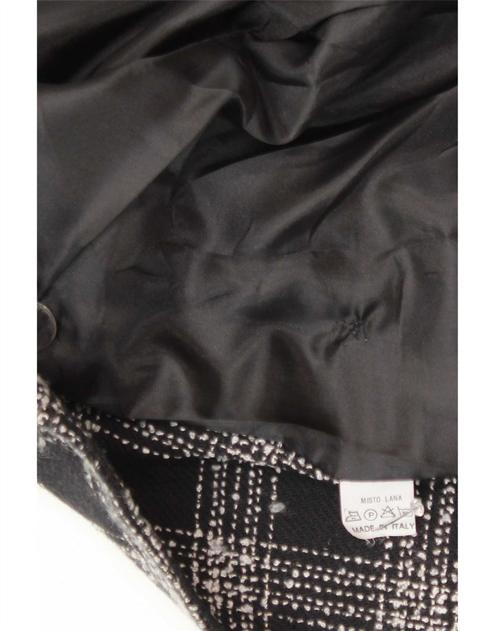 Vintage Womens Double Breasted Blazer Jacket UK 14 Medium Black Carid Wool
