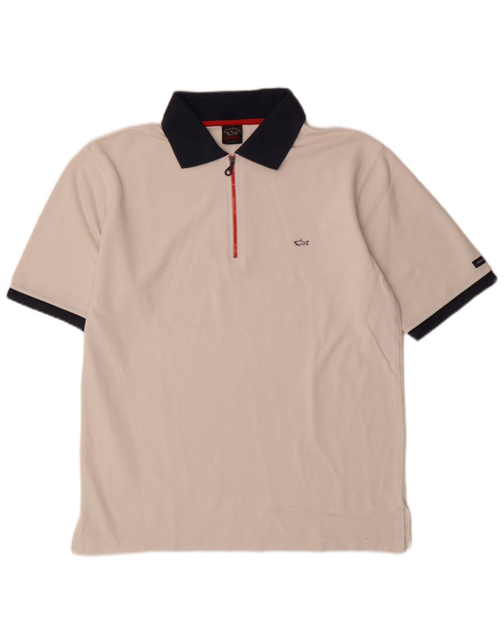 Paul & Shark Mens Polo Shirt Medium White Colourblock