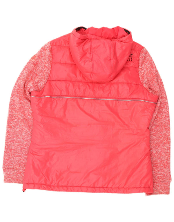 Superdry Chaqueta Acolchada Con Capucha Para Mujer UK 46 Grande Poliéster Moteado Rosa