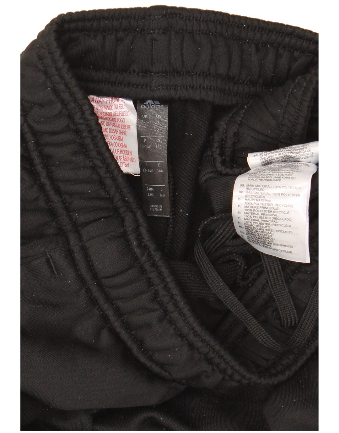 Adidas Boys Tracksuit Trousers Joggers 13-14 Years  Black Polyester