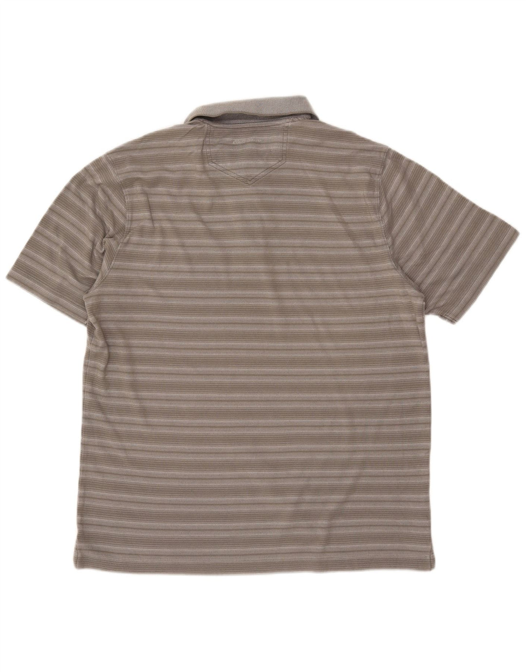 EDDIE BAUER Mens Polo Shirt Medium Grey Striped Cotton