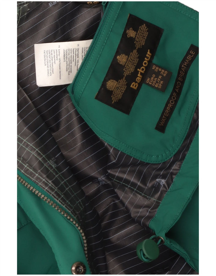 Barbour Regnjakke med hætte til kvinder UK 10 Lille grøn polyester