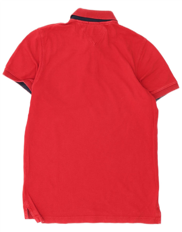Tommy Hilfiger Mens Graphic Polo Shirt Small Red Cotton