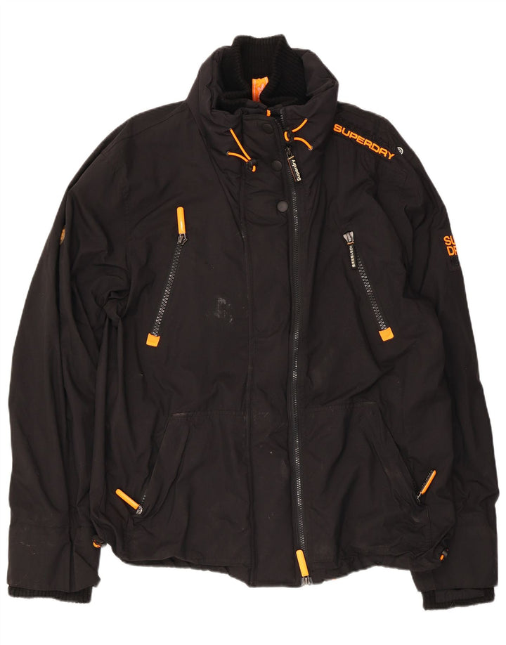 Superdry Womens Engineered Rain Jacket UK 20 2XL Black Nylon