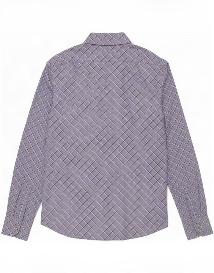 Benetton Mens Shirt Large Blue Check Cotton