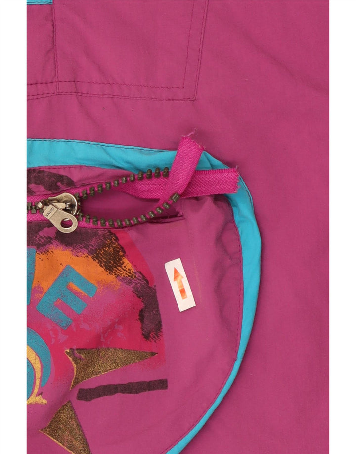 Vintage Mens Graphic Pullover Ski Jacket UK 44 2XL Purple Colourblock