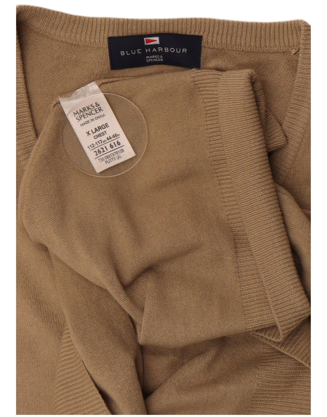 Marks & Spencer Mens Blue Harbour Vest Tank Top XL Beige Acrylic