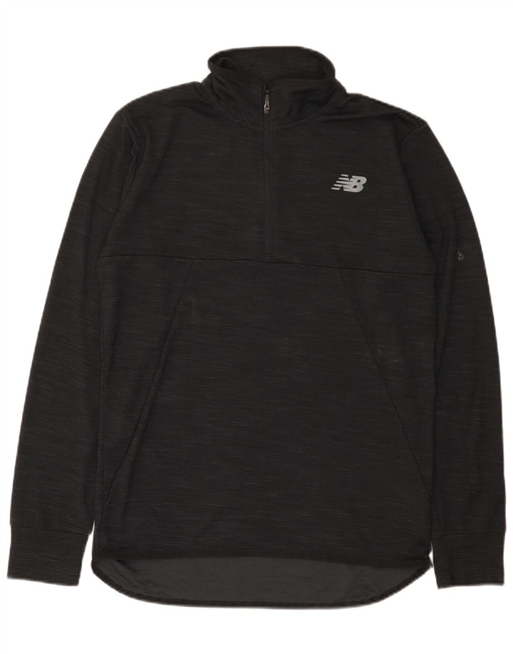 New Balance Mens Zip Neck Pullover Tracksuit Top Medium Black Polyester