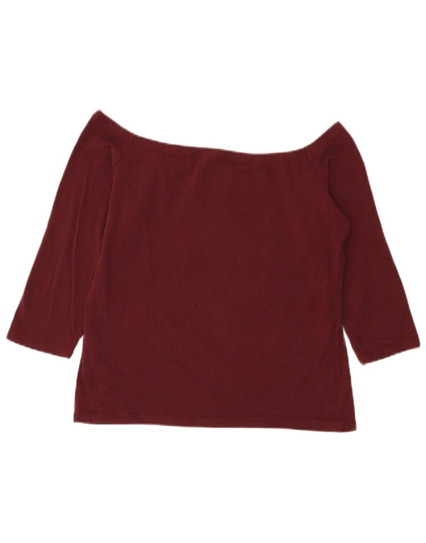 Superdry női levágott vállfelső 3/4 ujjú, UK 18 XL bordó pamut