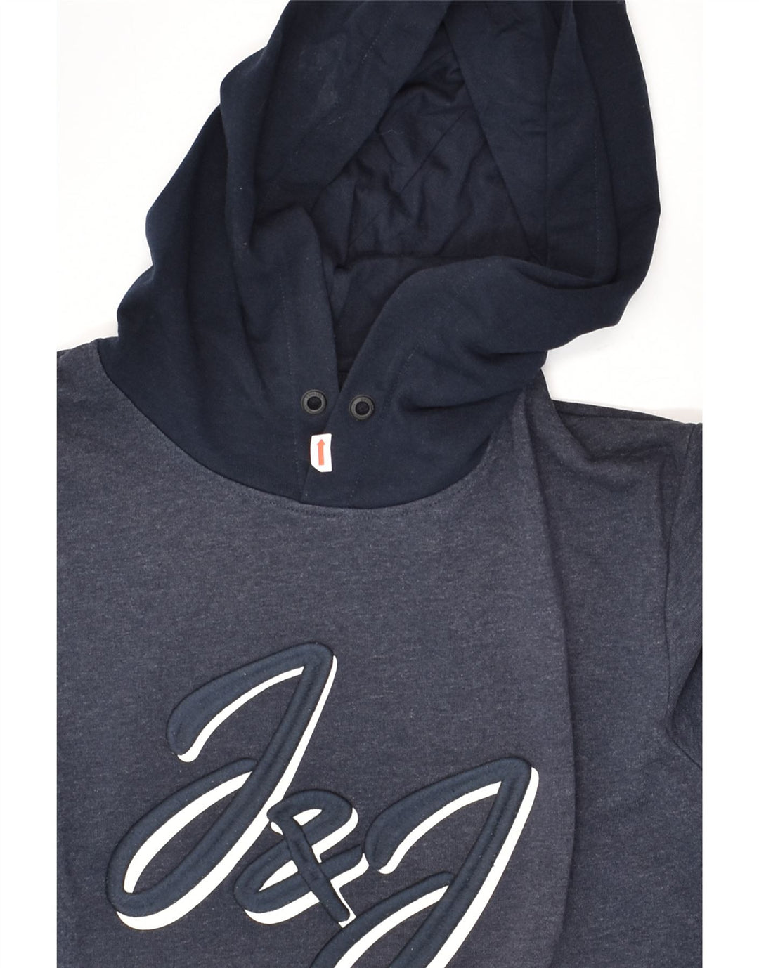 JACK & JONES Mens Graphic Hoodie Jumper Large Navy Blue Colourblock Cotton | Vintage Jack & Jones | Thrift | Second-Hand Jack & Jones | Used Clothing | Messina Hembry 