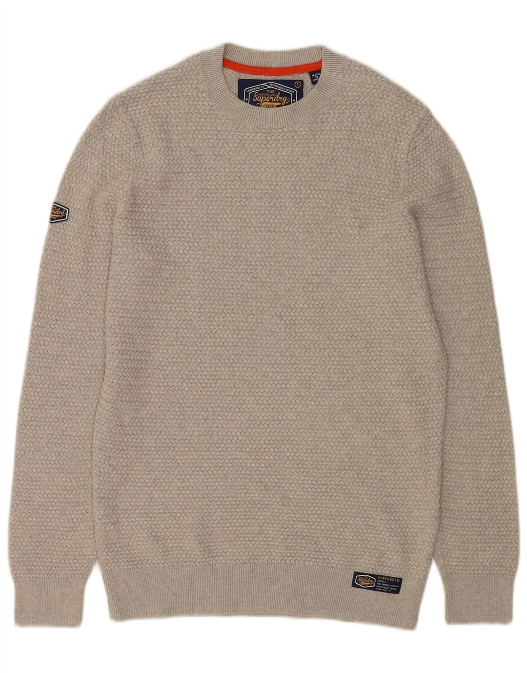 Superdry Mens Crew Neck Jumper Sweater Medium Grey Cotton