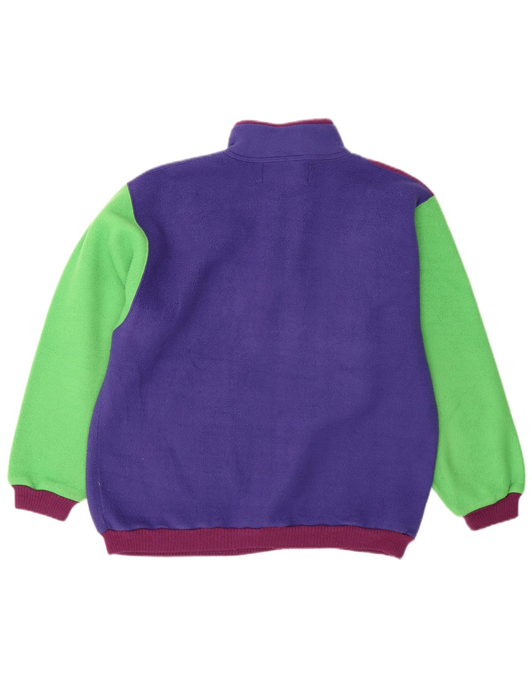 Vintage Mens Button Neck Fleece Jumper Small Multicoloured Colourblock
