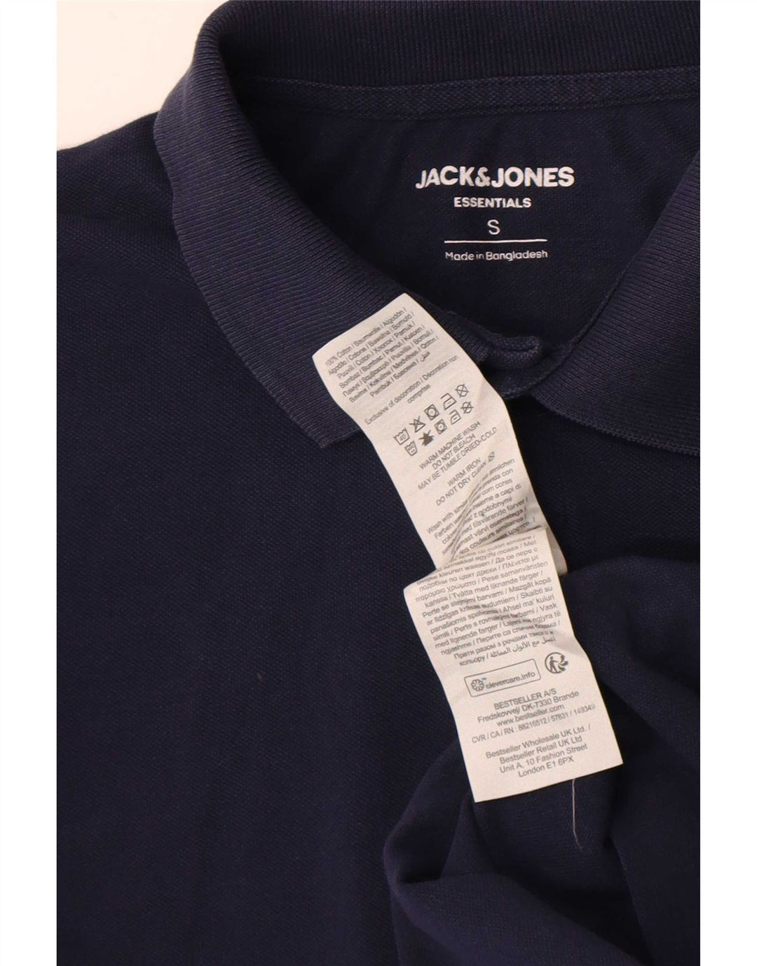 Jack & Jones Mens Polo Shirt Small Navy Blue Cotton