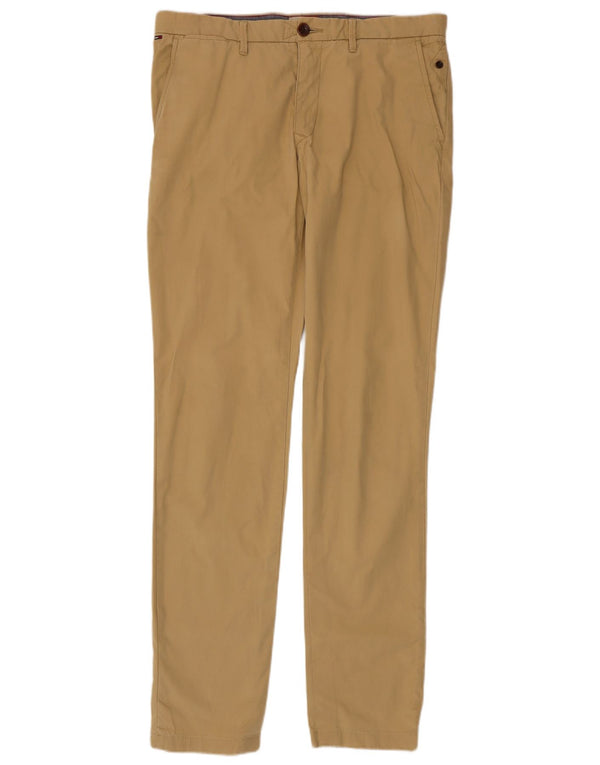 Tommy Hilfiger Mens Slim Chino Calças W33 L36 Algodão Bege