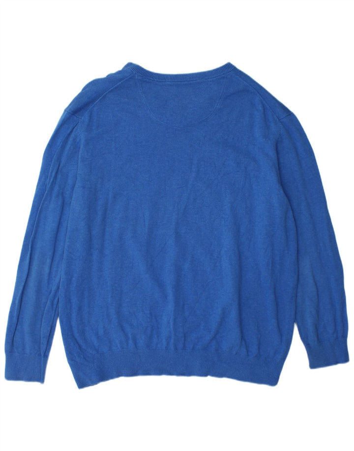 Timberland Mens V-Neck Jumper Sweater 2XL Blue Cotton