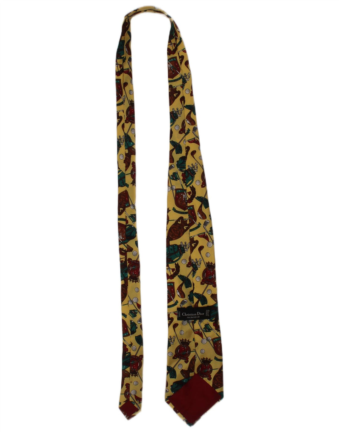 Christian Dior Mens Graphic Tie One Size Yellow Silk