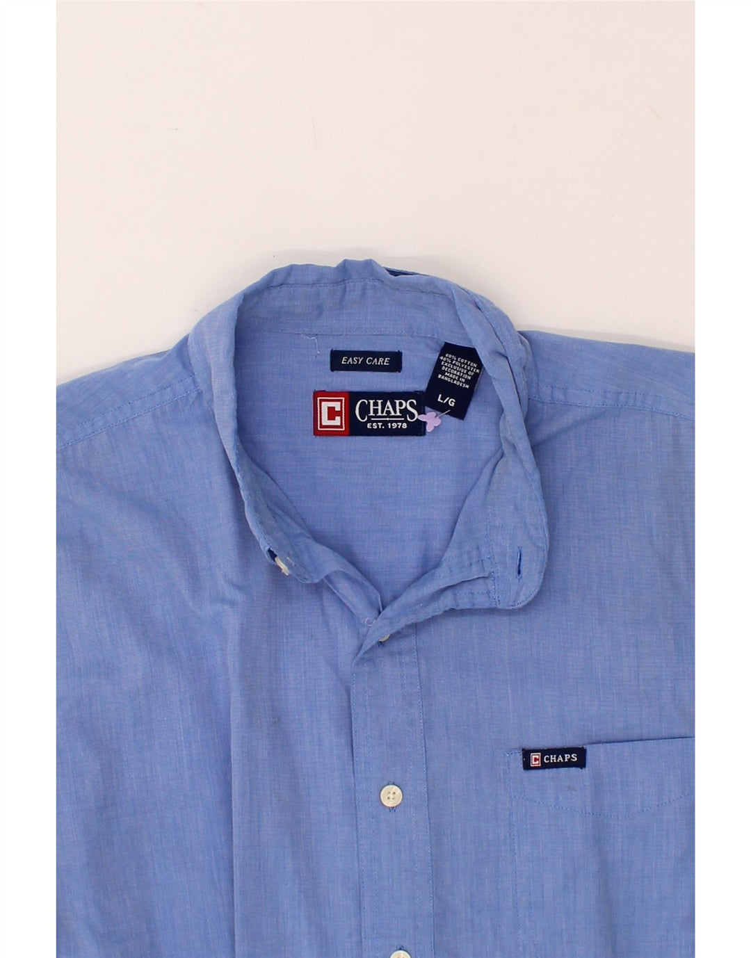 CHAPS Mens Shirt Large Blue Cotton Vintage Chaps and Second-Hand Chaps from Messina Hembry 