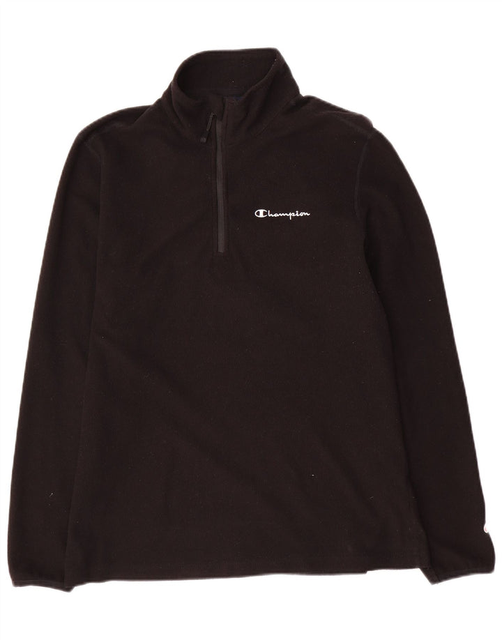 Champion Mens Zip Neck Fleece Jumper Medium Black
