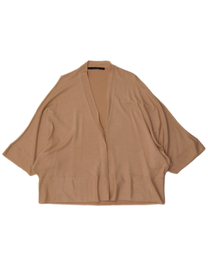 Zara Womens Oversized Batwing Open Cardigan Sweater UK 14 Medium Beige