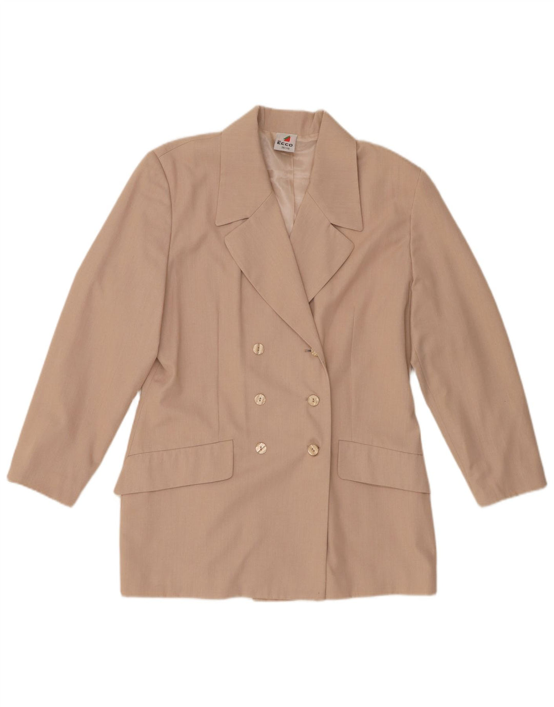 Ecco Womens Double Breasted Blazer Jacket EU 38/40 Medium Beige Polyester