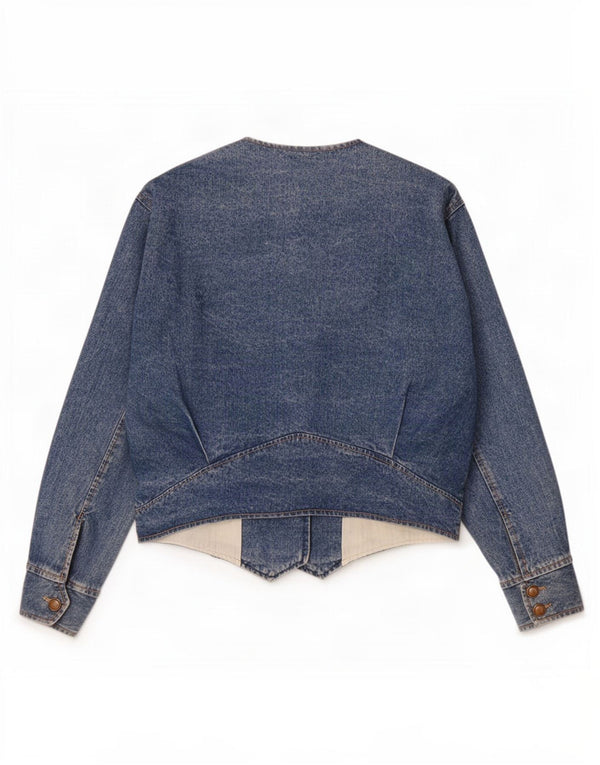 Jaqueta jeans feminina Airport UK 12 algodão azul médio