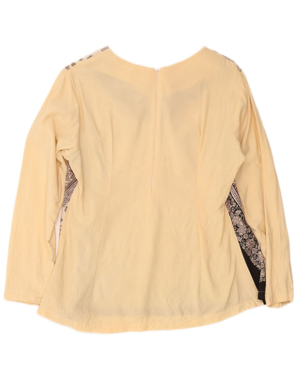 vintage Femme Manches Longues Blouse Top UK 16 Grand Beige Paisley