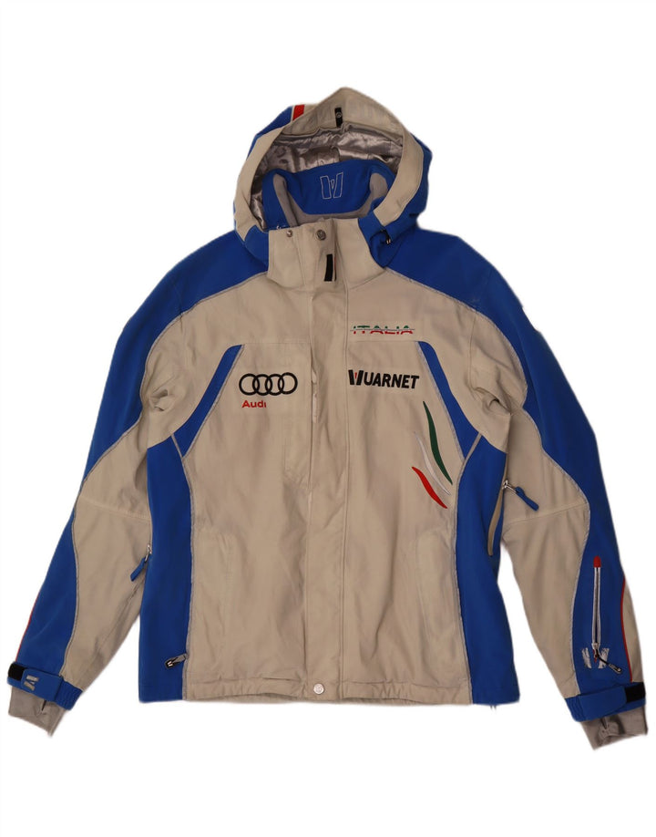 Vuarnet Mens Graphic Hooded Ski Jacket UK 38 Medium Beige Colourblock