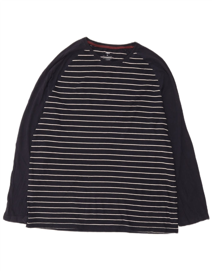 Marks & Spencer Top da uomo a maniche lunghe XL in cotone a righe blu navy