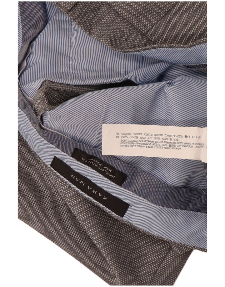 Zara Herren Slim Anzughose EU 40 Mittel W31 L33 Grau Polyester