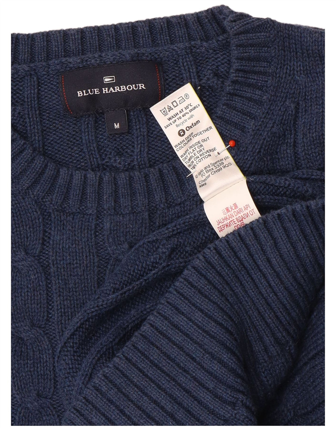 Marks & Spencer Herren Blauer Harbor-Pullover mit Rundhalsausschnitt Mittelmarineblau