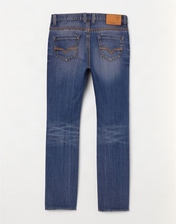 Guess Mens Straight Jeans W30 L33 Blue Cotton