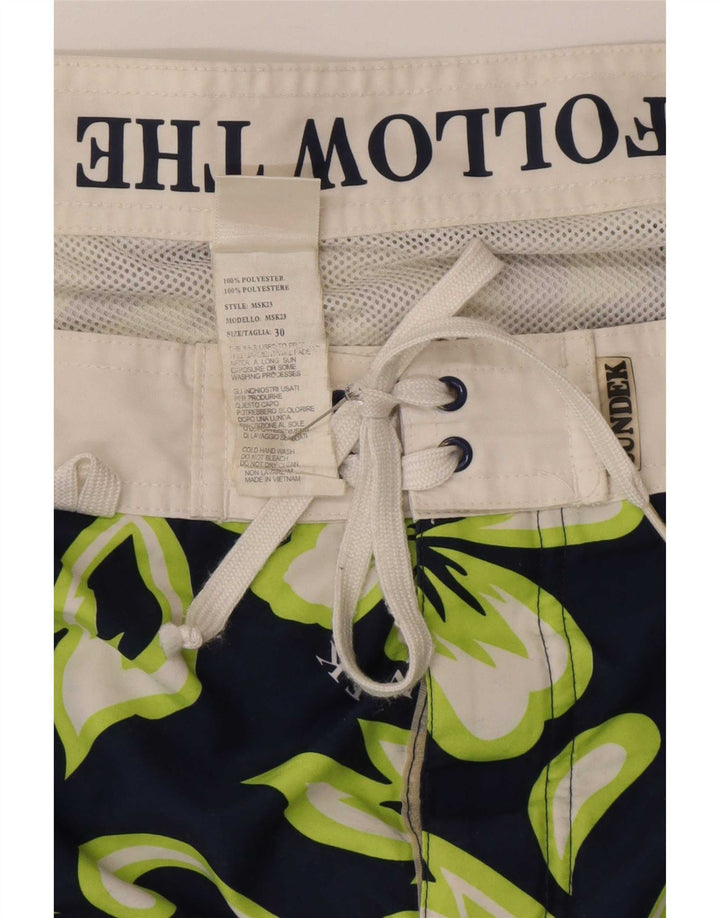 Sundek Herren-Badeshorts mit Grafik, mittelgroß, Marineblau, Blumenmuster, Polyester